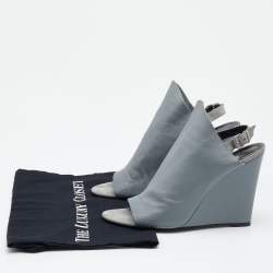 Pre Owned Balenciaga Grey Leather Glove Wedges Slingback Sandals Size 40