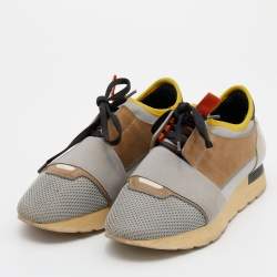 Balenciaga Multicolor Mesh And Leather Race Runner Sneakers Size 38