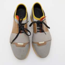 Balenciaga Multicolor Mesh And Leather Race Runner Sneakers Size 38