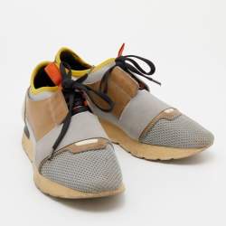 Balenciaga Multicolor Mesh And Leather Race Runner Sneakers Size 38