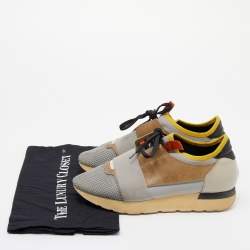 Balenciaga Multicolor Mesh And Leather Race Runner Sneakers Size 38