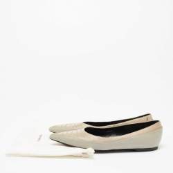 Balenciaga Grey Croc Embossed And Leather Pointed Toe Ballet Flats Size 36