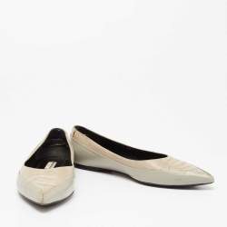 Balenciaga Grey Croc Embossed And Leather Pointed Toe Ballet Flats Size 36