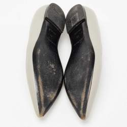 Balenciaga Grey Croc Embossed And Leather Pointed Toe Ballet Flats Size 36