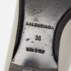 Balenciaga Grey Croc Embossed And Leather Pointed Toe Ballet Flats Size 36
