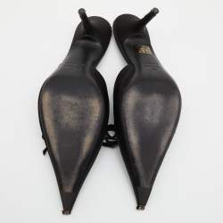 Pre Owned Balenciaga Black Satin Knife Mule Sandals Size 38