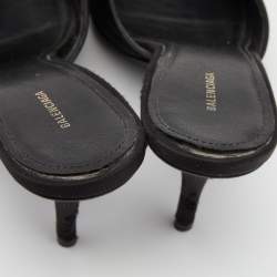 Pre Owned Balenciaga Black Satin Knife Mule Sandals Size 38