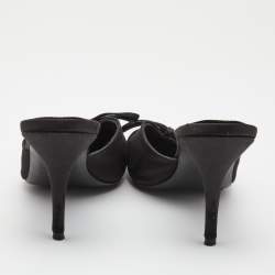 Pre Owned Balenciaga Black Satin Knife Mule Sandals Size 38