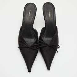 Pre Owned Balenciaga Black Satin Knife Mule Sandals Size 38