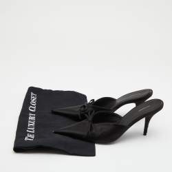 Pre Owned Balenciaga Black Satin Knife Mule Sandals Size 38