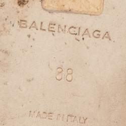 مملوكة مسبقًا Balenciaga Black Leather Studded Arena Flat Thong Sandals Size 38