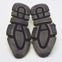 Pre Owned Balenciaga Black/Neon Green Knit Fabric Speed Trainer Sock Sneakers Size 37