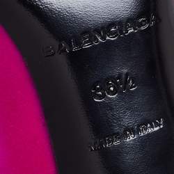 Balenciaga Fuchsia Satin Knife Slingback Pointed Toe Mules Size 36.5