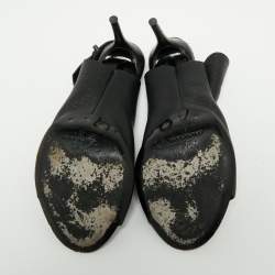 مملوكة مسبقًا Balenciaga Black Leather Open Toe Glove Slingback Sandals Size 39