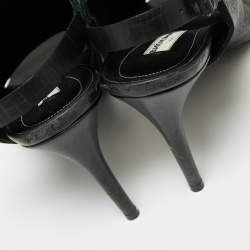 مملوكة مسبقًا Balenciaga Black Leather Open Toe Glove Slingback Sandals Size 39