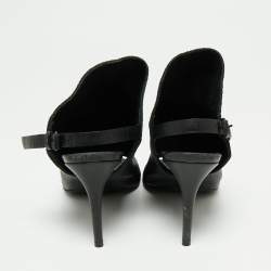 مملوكة مسبقًا Balenciaga Black Leather Open Toe Glove Slingback Sandals Size 39
