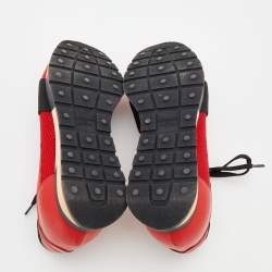 Pre Owned Balenciaga Red Suede And Leather Race Runner Sneakers Size 38