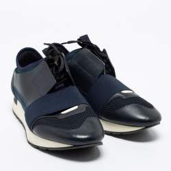 مملوكة مسبقًا حذاء رياضي بالنسياغا ريس رانر جلد وشبكة متعدد الألوان عنق منخفض مقاس 40