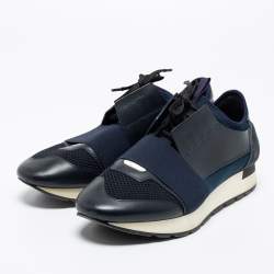 مملوكة مسبقًا حذاء رياضي بالنسياغا ريس رانر جلد وشبكة متعدد الألوان عنق منخفض مقاس 40