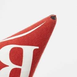 Pre Owned Balenciaga Red Fabric And Leather Knife Logo Pointed Toe Pumps Size 39