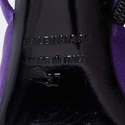 مملوكة مسبقًا صندل بالنسياغا ساتان بنفسجي مقدمة مدببة حادة فتحة كعب مقاس 37