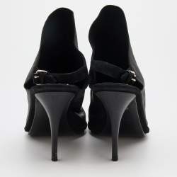 Balenciaga Black Leather Open Toe Glove Slingback Sandals Size 40