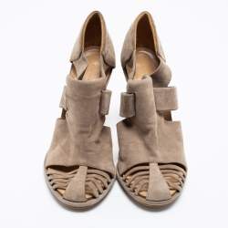 Pre Owned Balenciaga Grey Suede Cutout Booties Size 39 