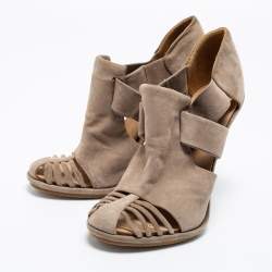 Pre Owned Balenciaga Grey Suede Cutout Booties Size 39 
