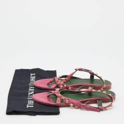 Pre Owned Balenciaga Pink Leather Arena Thong Flats Size 39