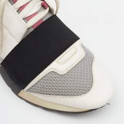 Pre Owned Balenciaga Multicolor Mesh And Leather Race Runner Low Top Sneakers Size 37
