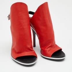 Pre Owned Balenciaga Orange/Silver Leather Glove Open Toe Slingback Sandals Size 39