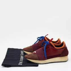 Pre Owned حذاء رياضي بالنسياغا رايس رانر جلد وشبك متعدد الألوان بعنق منخفض مقاس 37