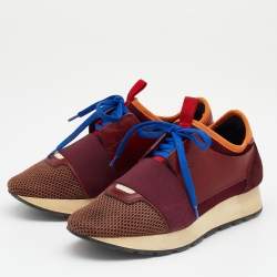 Pre Owned حذاء رياضي بالنسياغا رايس رانر جلد وشبك متعدد الألوان بعنق منخفض مقاس 37