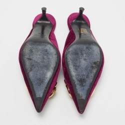 Pre Owned Balenciaga Burgundy Velvet BB Logo Knife Mules Size 39