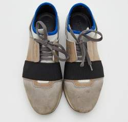 Balenciaga Grey Suede And Leather Race Runner Low Top Sneakers Size 38