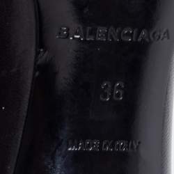 Pre Owned حذاء كعب عالي بالنسياغا جلد أسود رقبة حرف ڨي مقدمة  مفتوحة مقاس 36