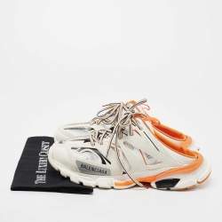 Balenciaga  White/Grey Leather And  Mesh Track Mule Sneakers Size 39