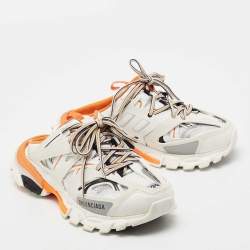 Balenciaga  White/Grey Leather And  Mesh Track Mule Sneakers Size 39