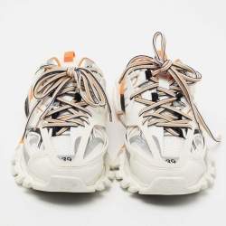 Balenciaga  White/Grey Leather And  Mesh Track Mule Sneakers Size 39