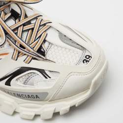 Balenciaga  White/Grey Leather And  Mesh Track Mule Sneakers Size 39