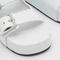 Balenciaga White Leather Buckle Platform Slide Size 39