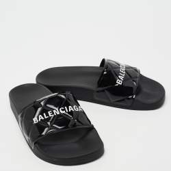 Balenciaga Black PVC  Slide Flats Size 37