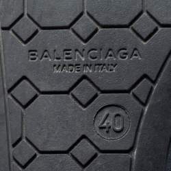 Pre Owned Balenciaga Navy Blue Leather Studded Ballet Flats Size 40