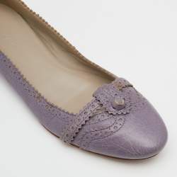 Pre Owned Balenciaga Lilac Leather Arena Ballet Flats Size 39.5