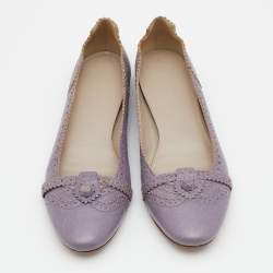 Pre Owned Balenciaga Lilac Leather Arena Ballet Flats Size 39.5