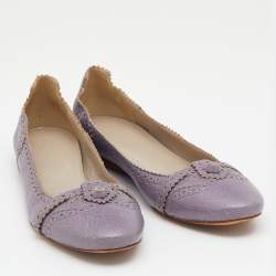 Pre Owned Balenciaga Lilac Leather Arena Ballet Flats Size 39.5