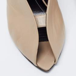 Pre Owned Balenciaga Beige Leather Split Vamp Booties Size 37