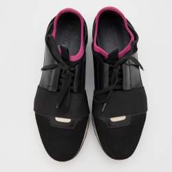 مملوكة مسبقًا حذاء ريا ضي بالنسياغا رايس رونر  سويدي وشبك وجلد أحمر عنق منخفض مقاس 38 