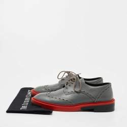 Pre Owned Balenciaga Grey Leather Lace Up Derby Size 39   