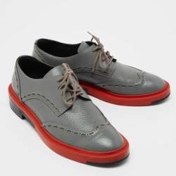 Pre Owned Balenciaga Grey Leather Lace Up Derby Size 39   